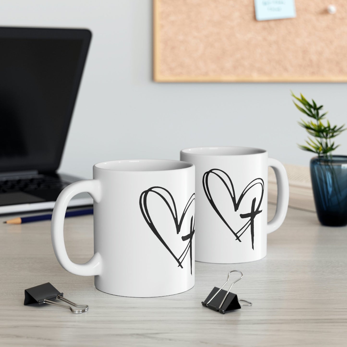 Heart Cross Ceramic Mug 11oz