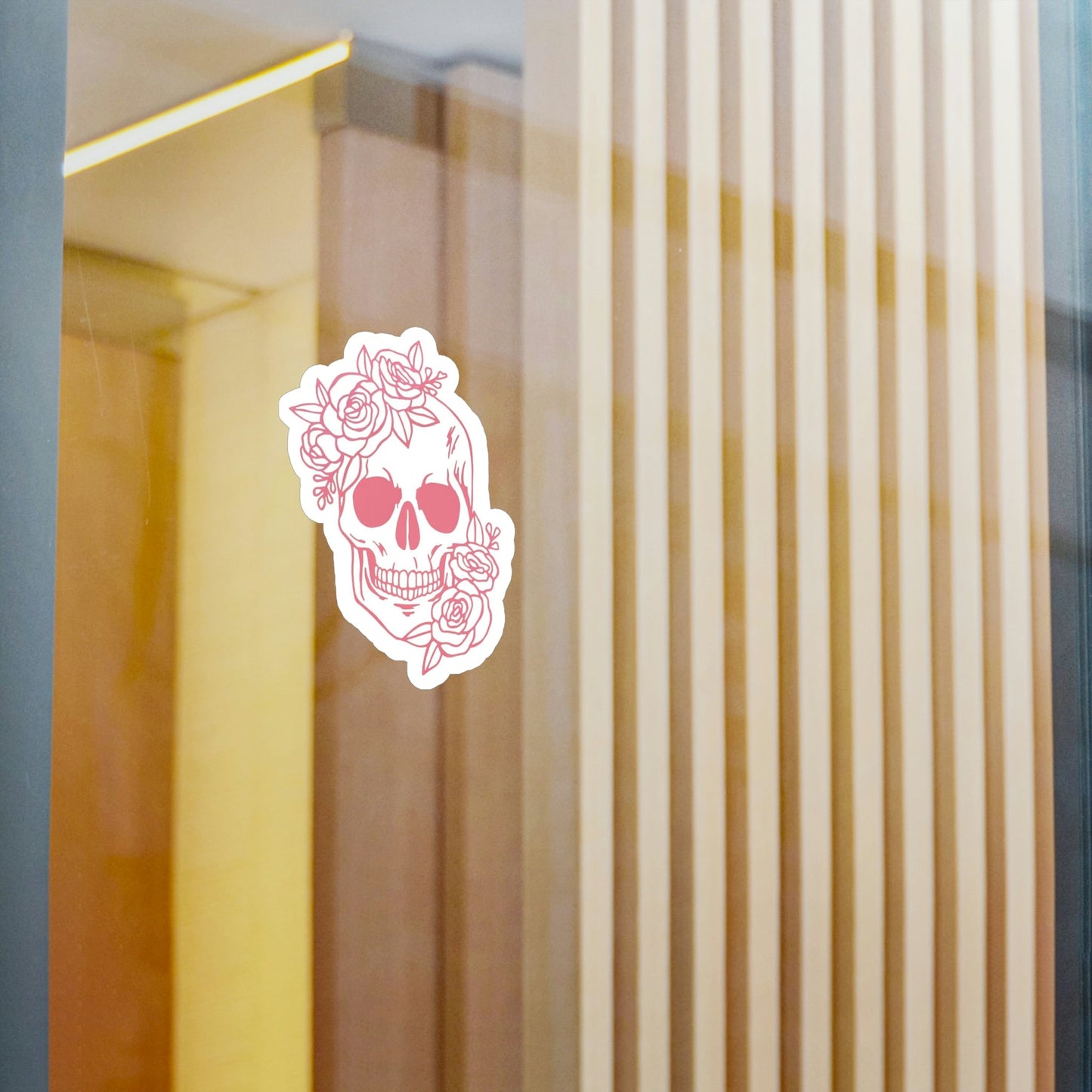 Pink Floral Skull Sticker