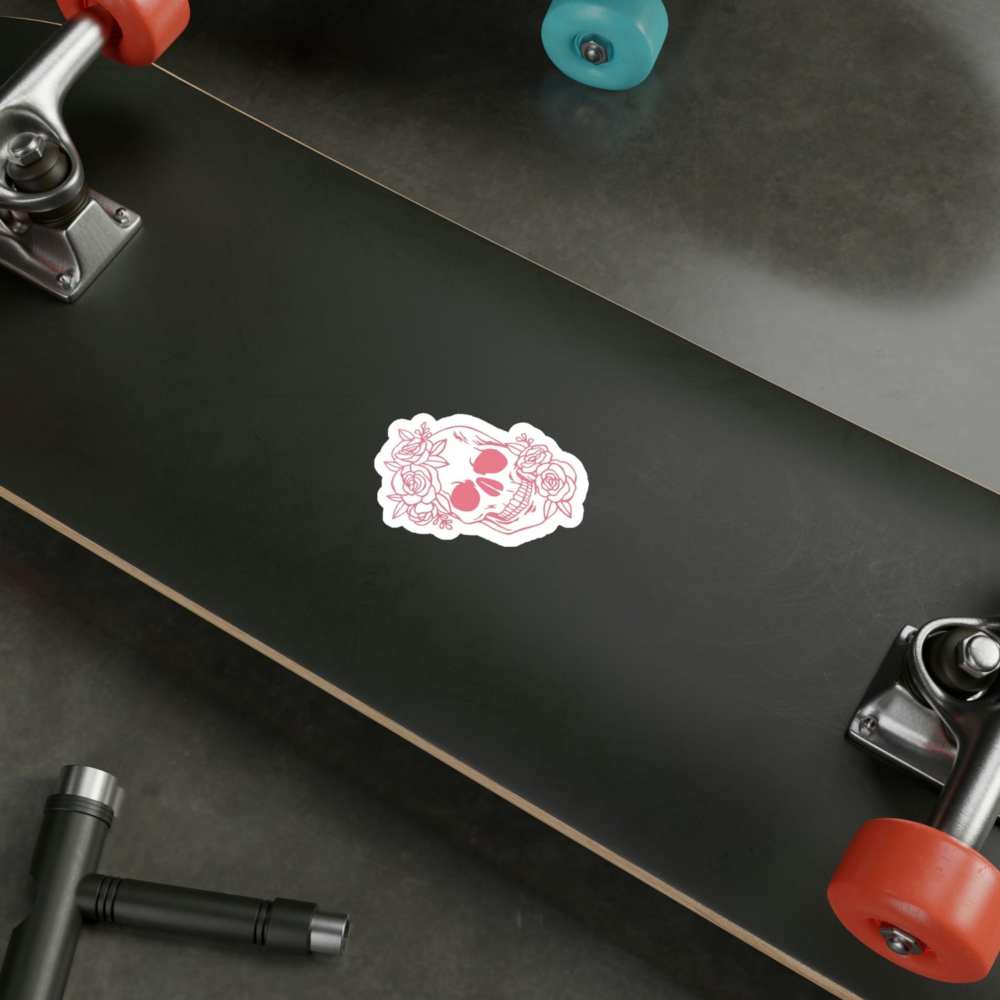 Pink Floral Skull Sticker