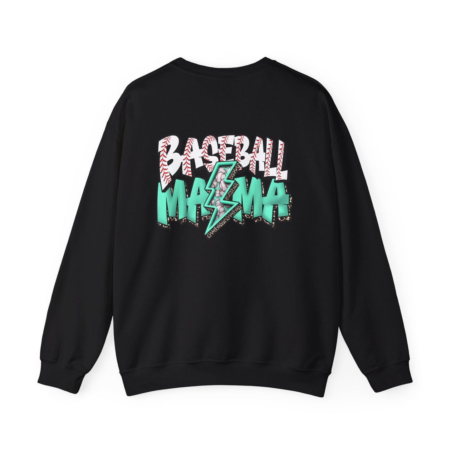 Teal Baseball MaMa Lightning Bolt F/B Heavy Blend™ Crewneck Sweatshirt