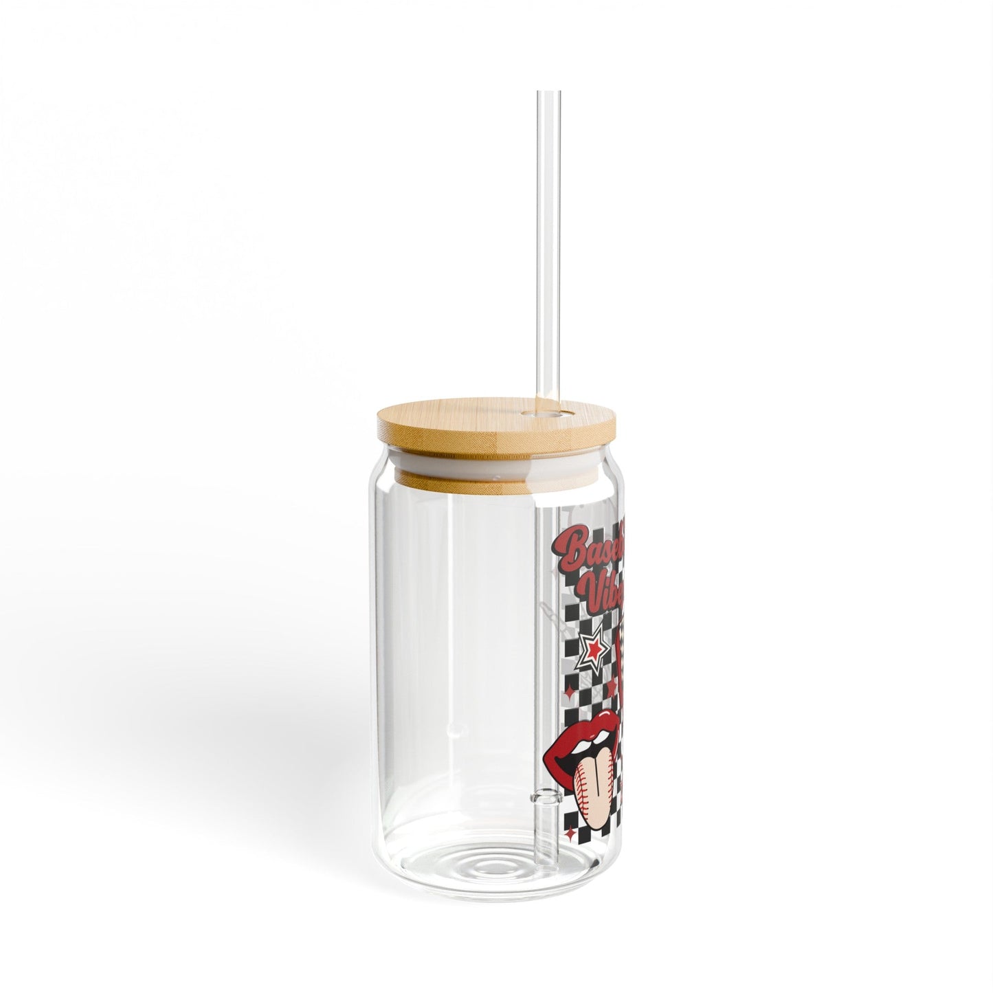 Retro Baseball Vibes Sipper Glass, 16oz