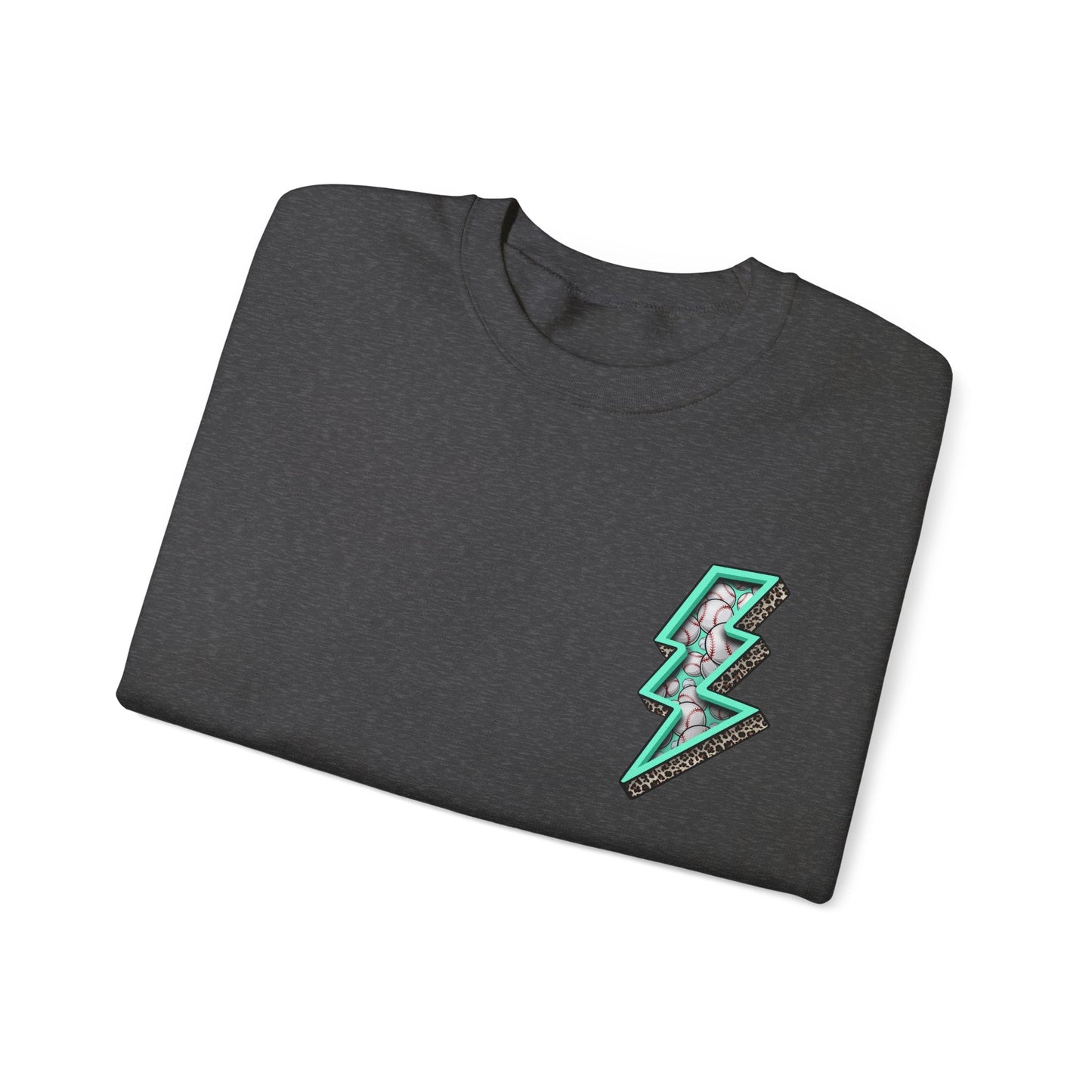 Teal Baseball MaMa Lightning Bolt F/B Heavy Blend™ Crewneck Sweatshirt