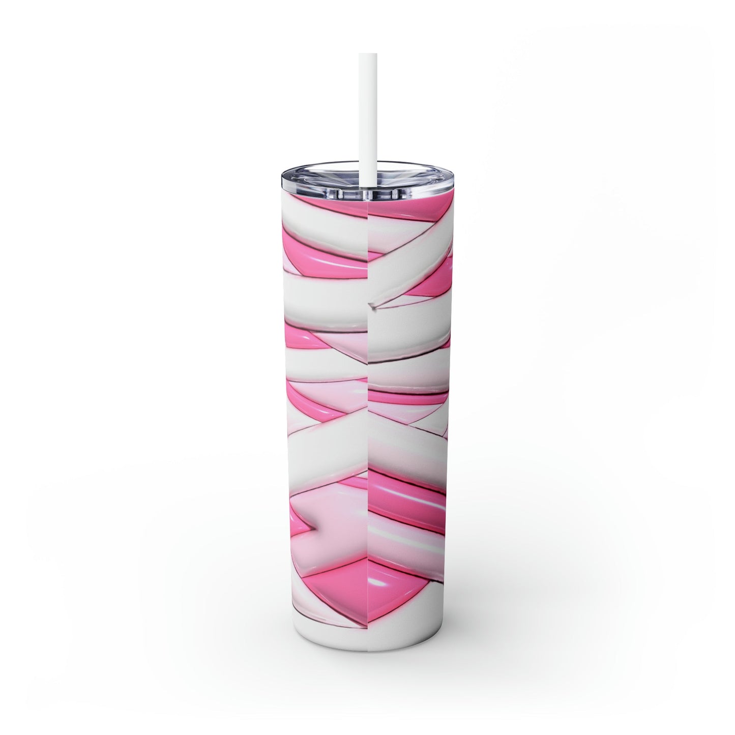 Inflated Pink Mummy Skinny Tumbler with Straw, 20oz