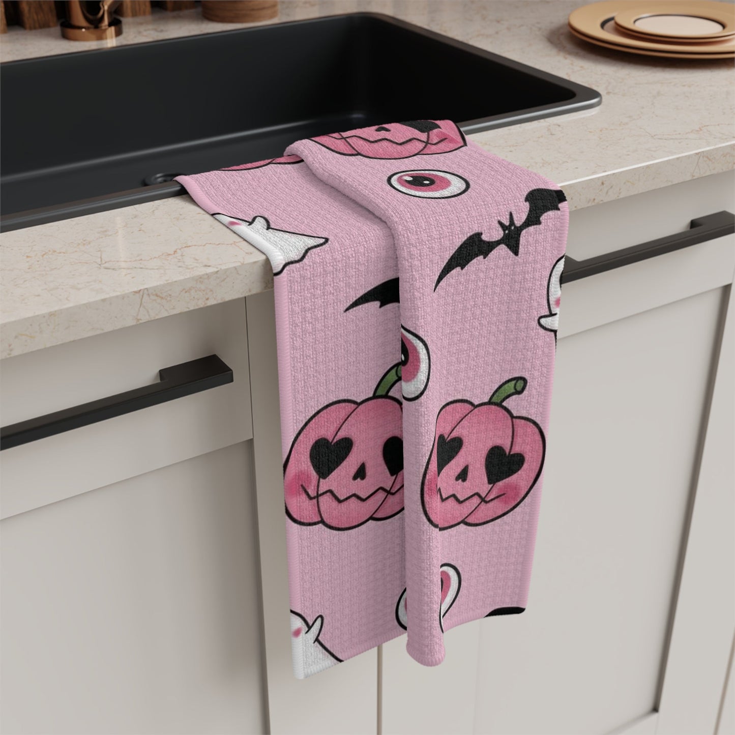 Pink Halloween Soft Tea Towel