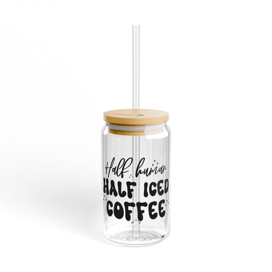 Half Human Half Iced Coffee Sipper Glass, 16oz