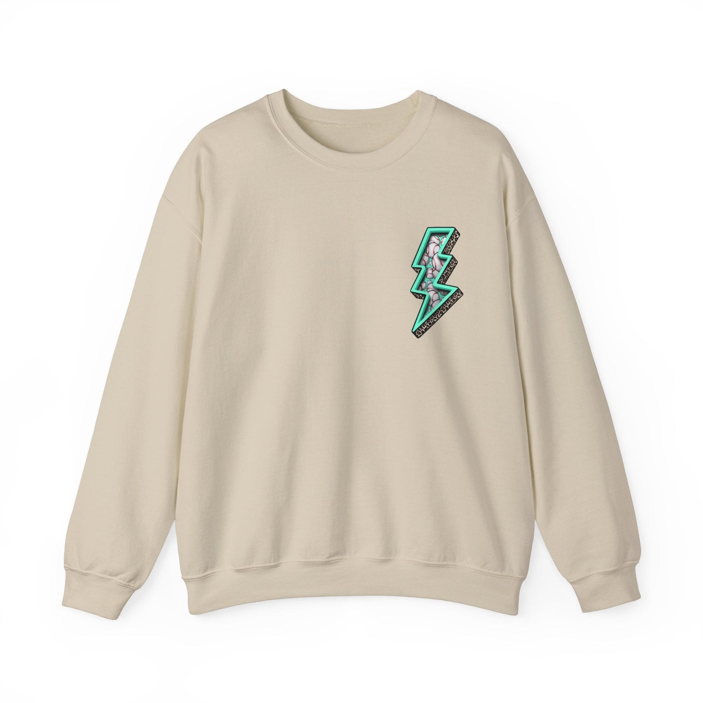 Teal Baseball MaMa Lightning Bolt F/B Heavy Blend™ Crewneck Sweatshirt