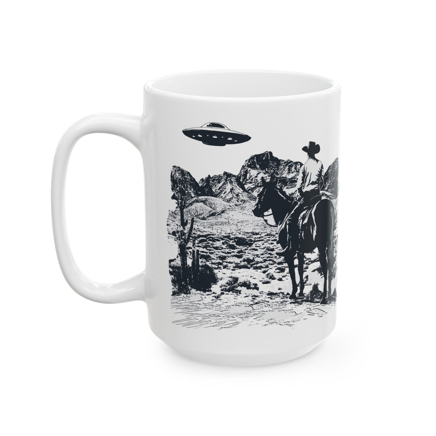 Cowboy UFO Ceramic Mug, (11oz, 15oz)