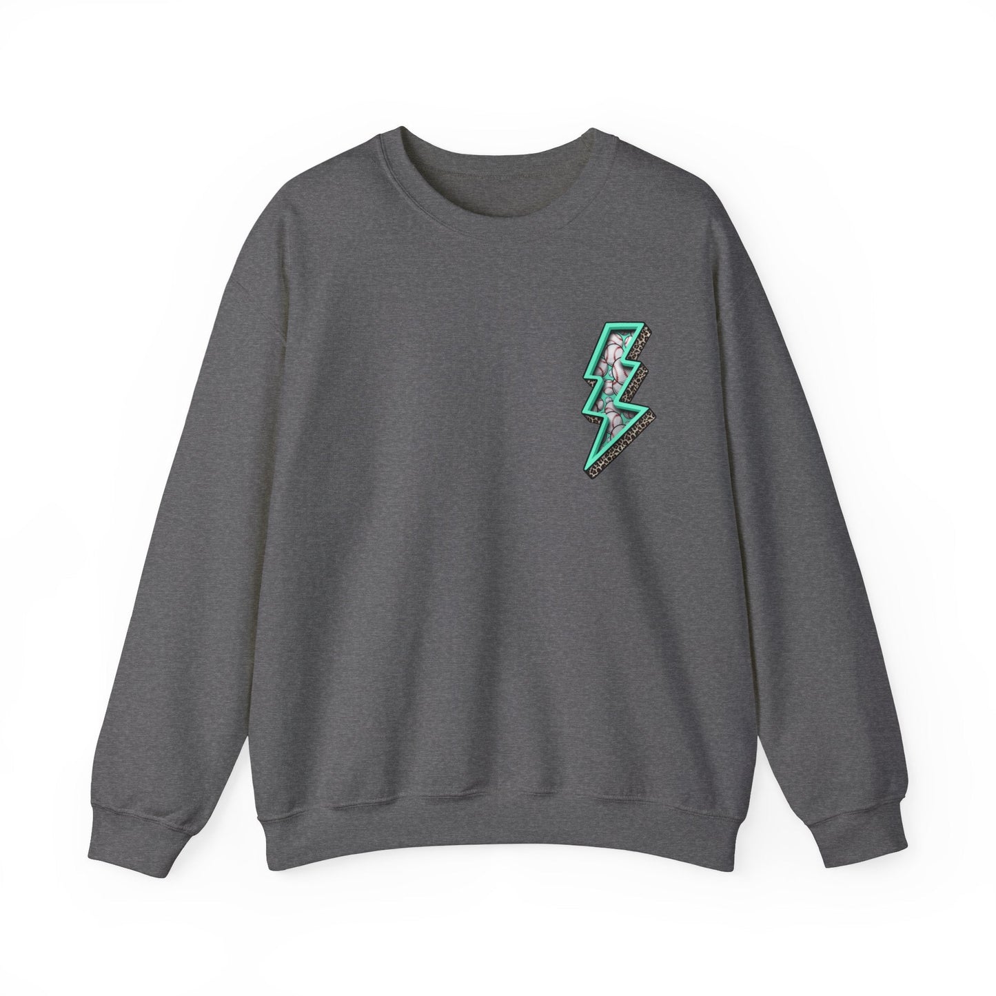 Teal Baseball MaMa Lightning Bolt F/B Heavy Blend™ Crewneck Sweatshirt