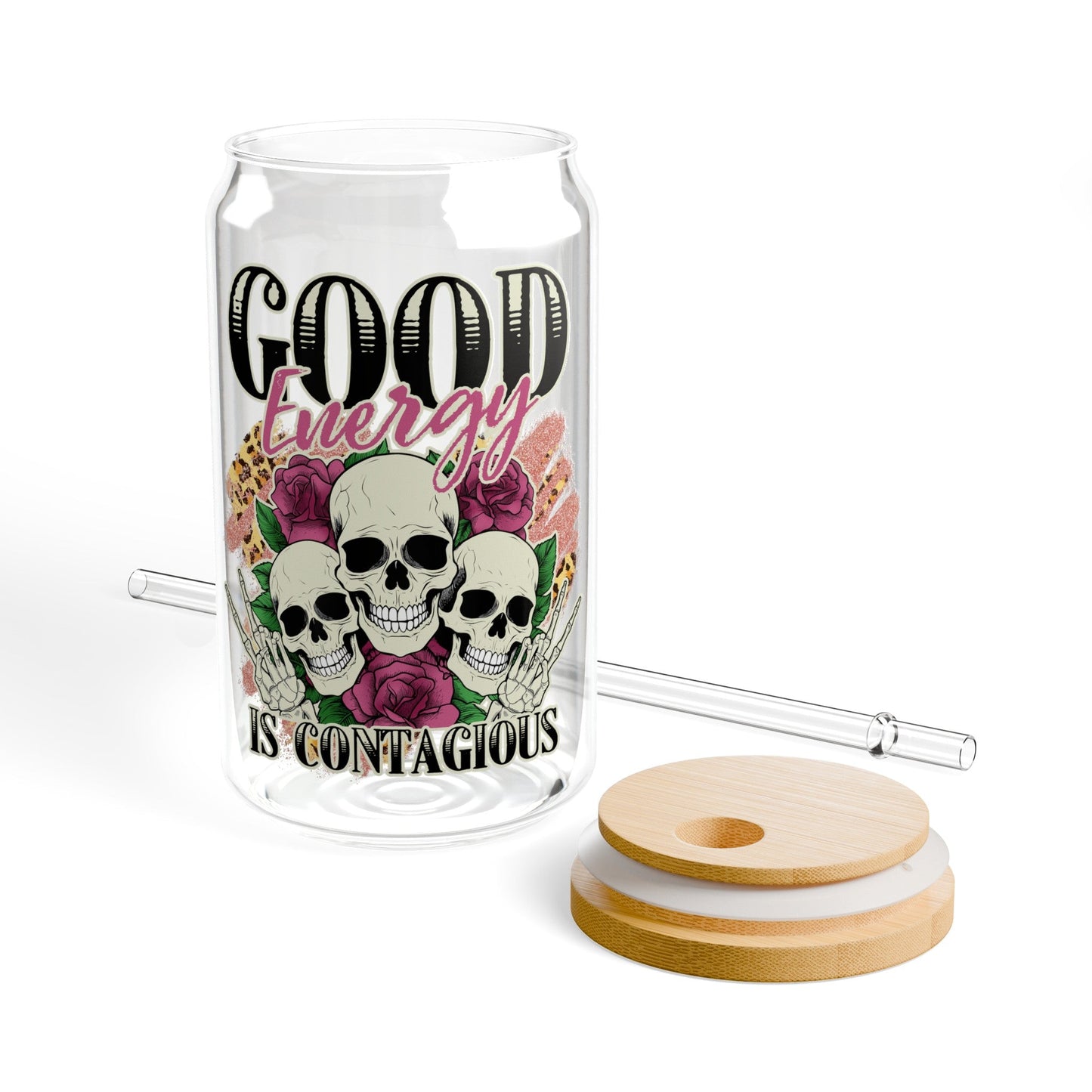 Good Energy Is Contagious Sipper Glass, 16oz