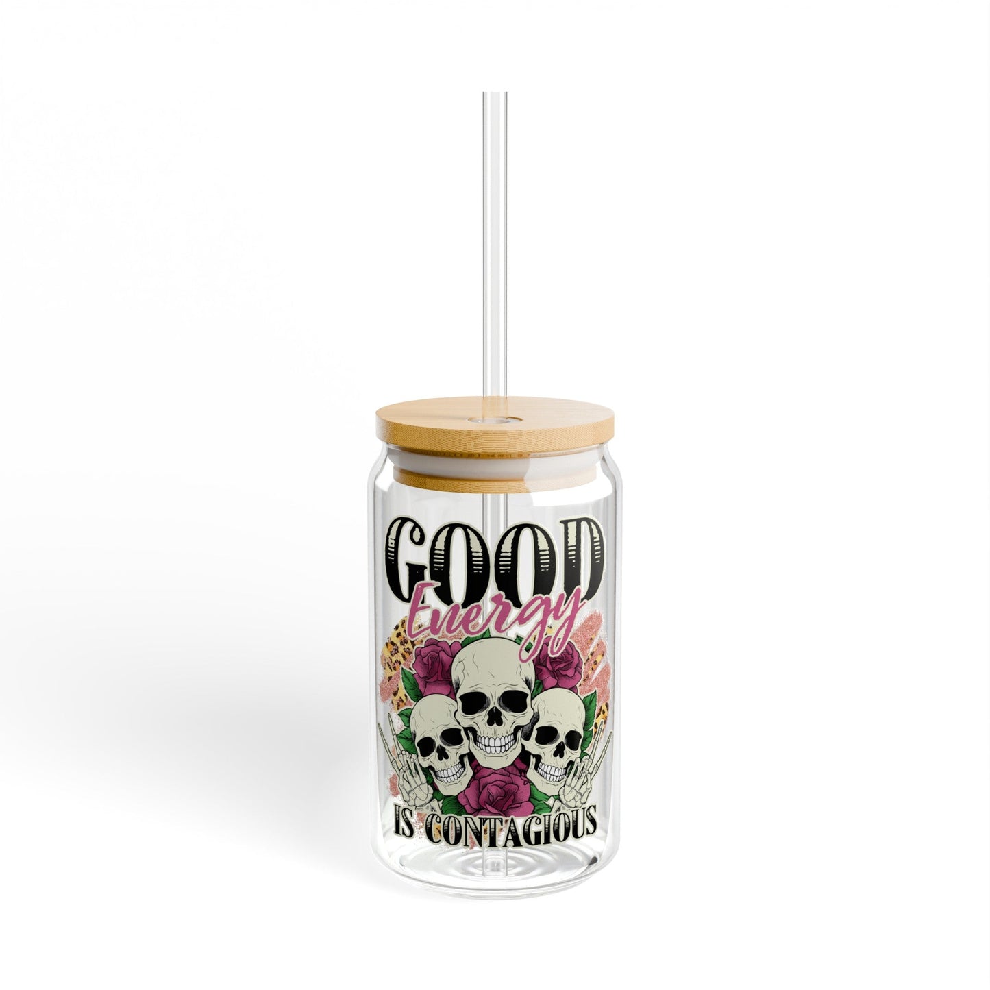 Good Energy Is Contagious Sipper Glass, 16oz