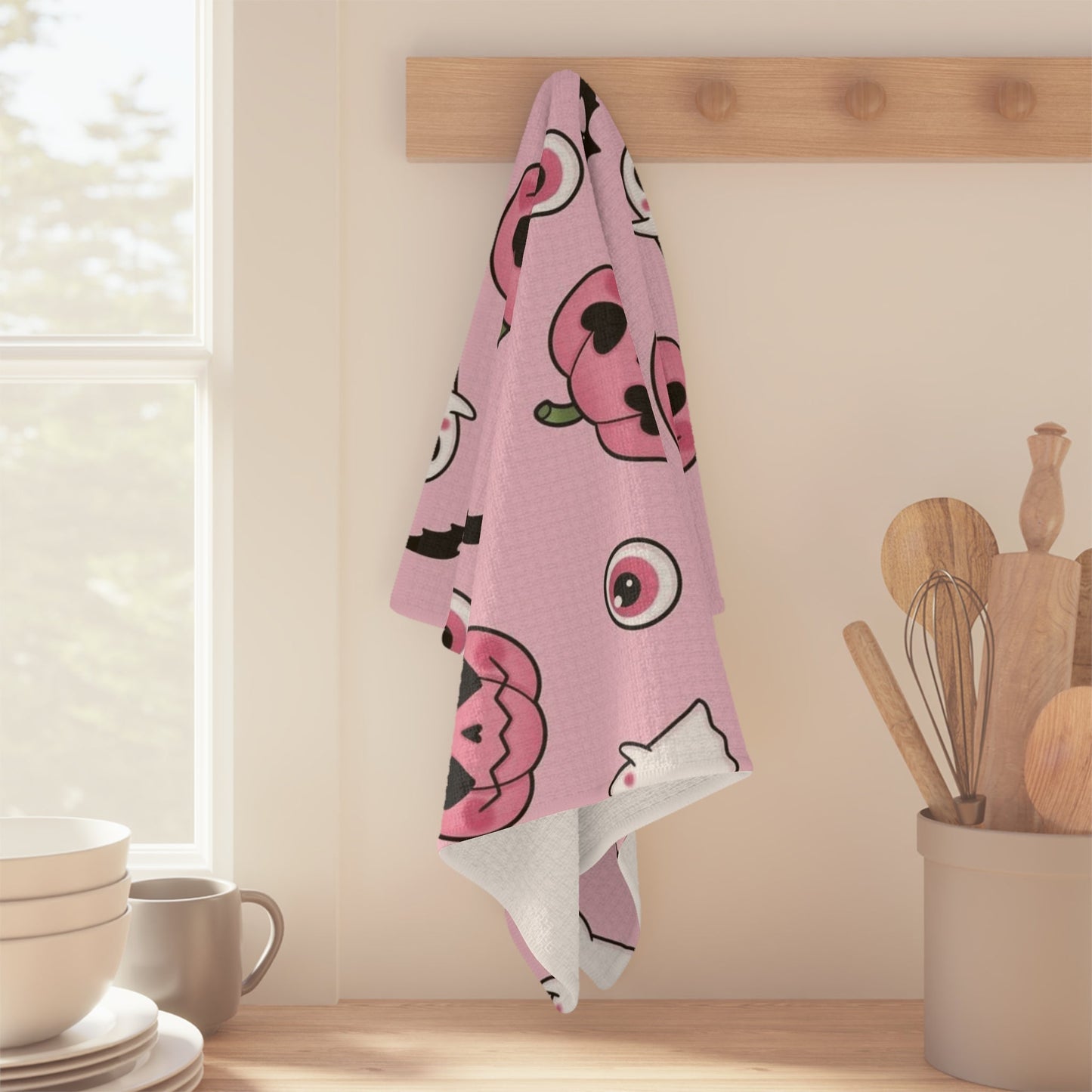 Pink Halloween Soft Tea Towel