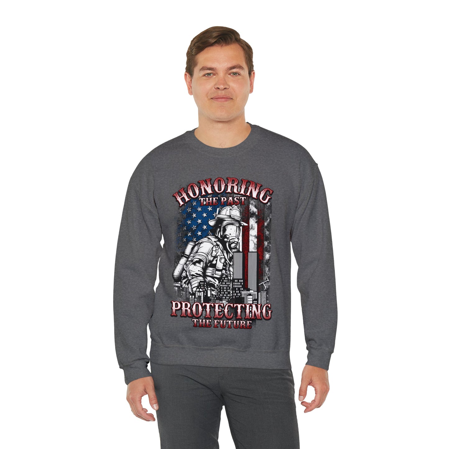 Firefighter Honoring and Protecting Heavy Blend™ Crewneck Sweatshirt