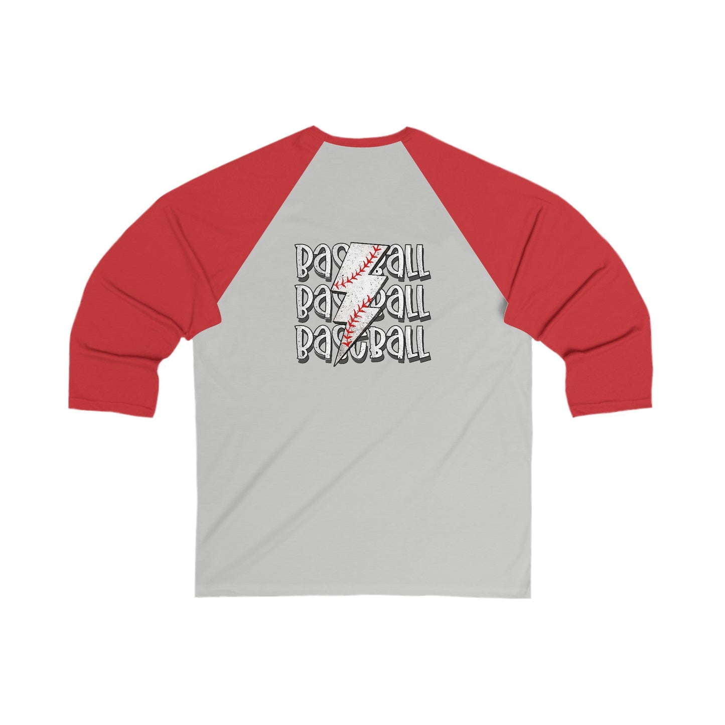 Baseball Lightning Bolt F/B 3\4 Sleeve Baseball Tee