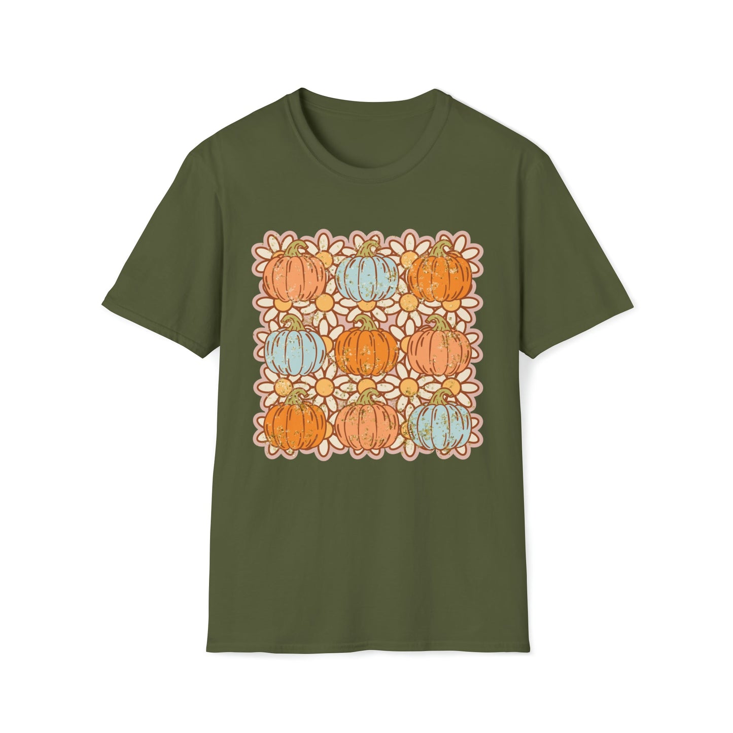 Vintage Pumpkins and Daisies Softstyle T-Shirt