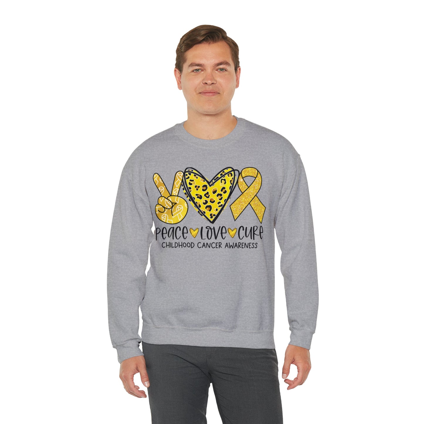 Peace Love Cure Childhood Cancer Heavy Blend™ Crewneck Sweatshirt