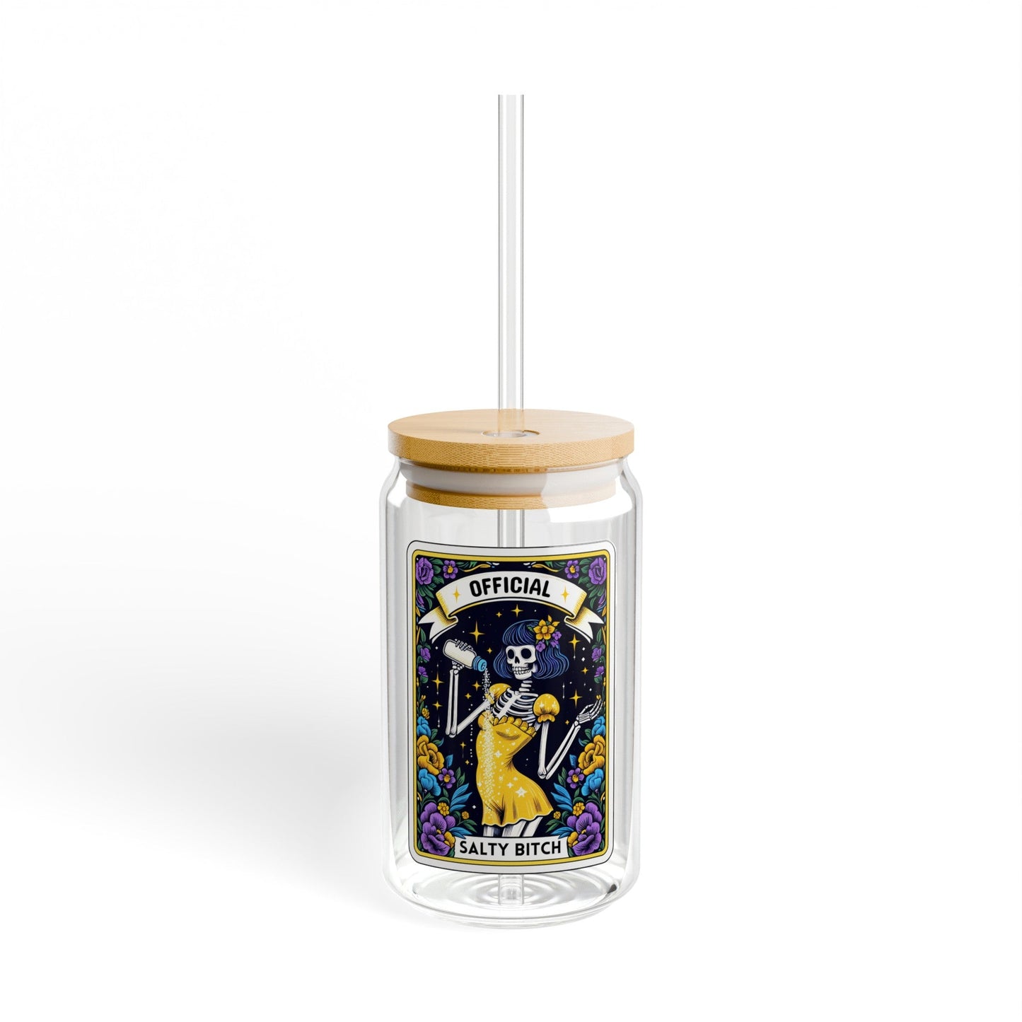 Officially Salty B Tarot Card Sipper Glass, 16oz