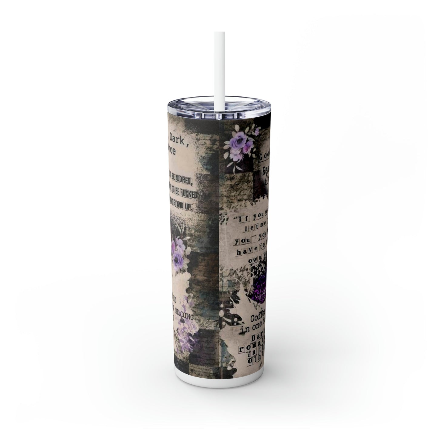 Let There Be No Shame In Your Reading Choices Skinny Tumbler with Straw, 20oz