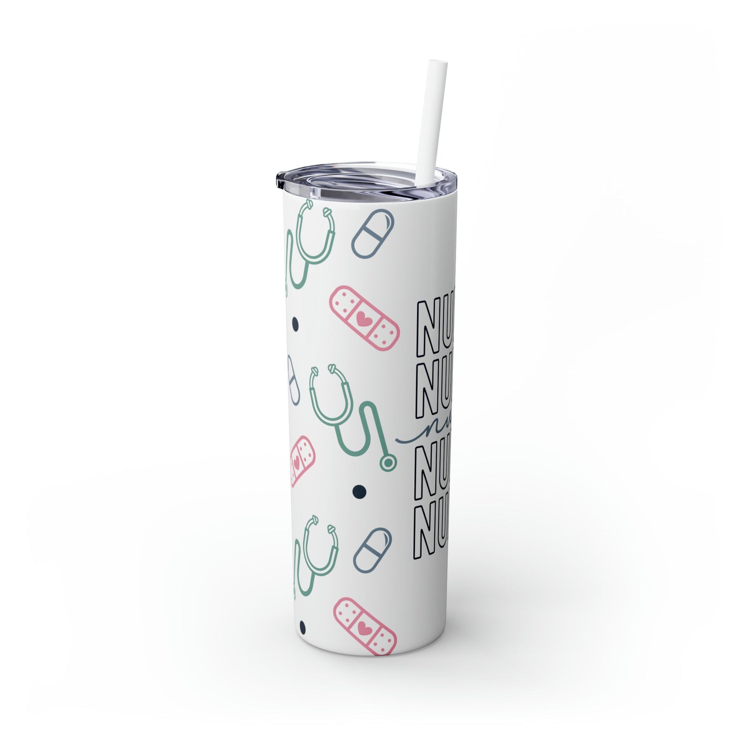 Nurse Skinny Tumbler with Straw, 20oz