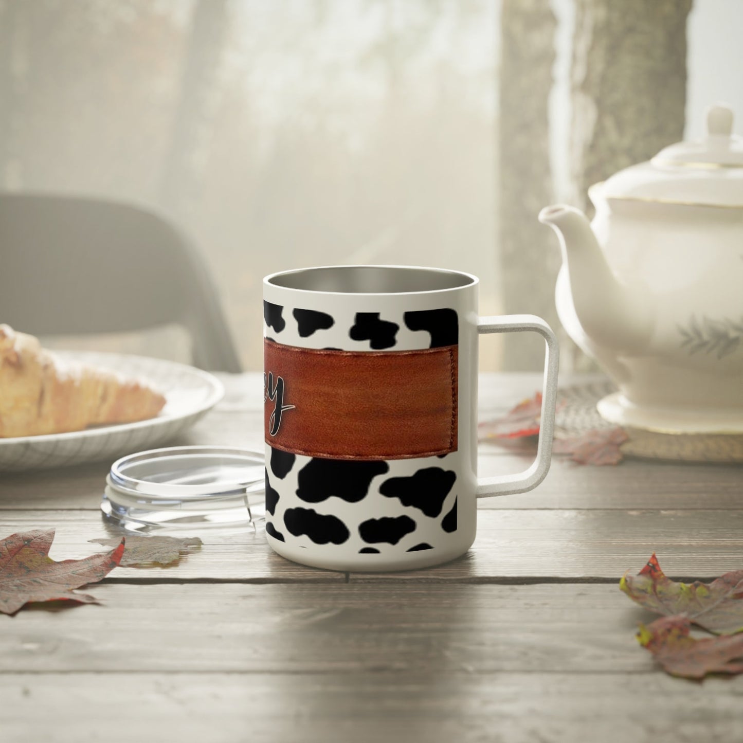 Wifey Cowhide Insulated Coffee Mug, 10oz