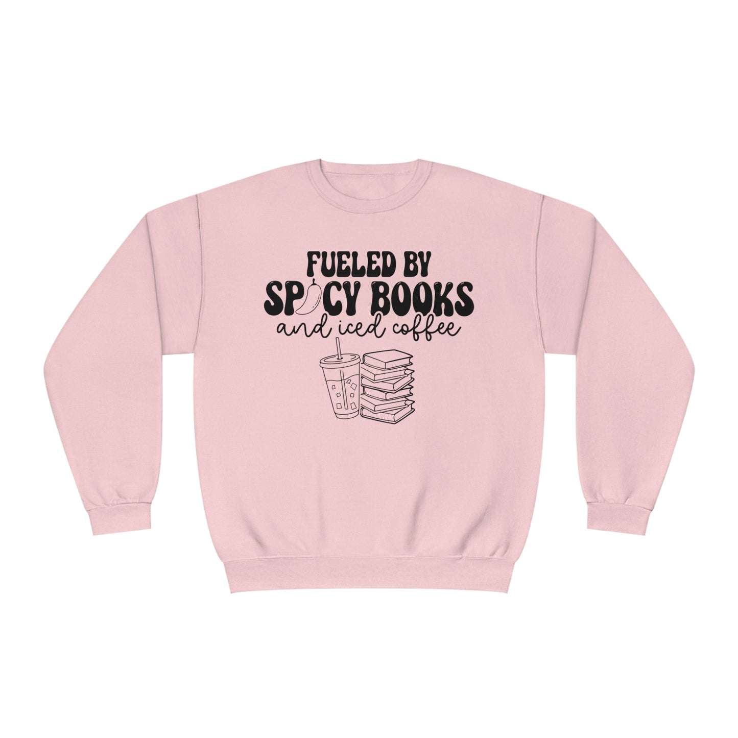 Fueled by Spicy Books and Iced Coffee NuBlend® Crewneck Sweatshirt