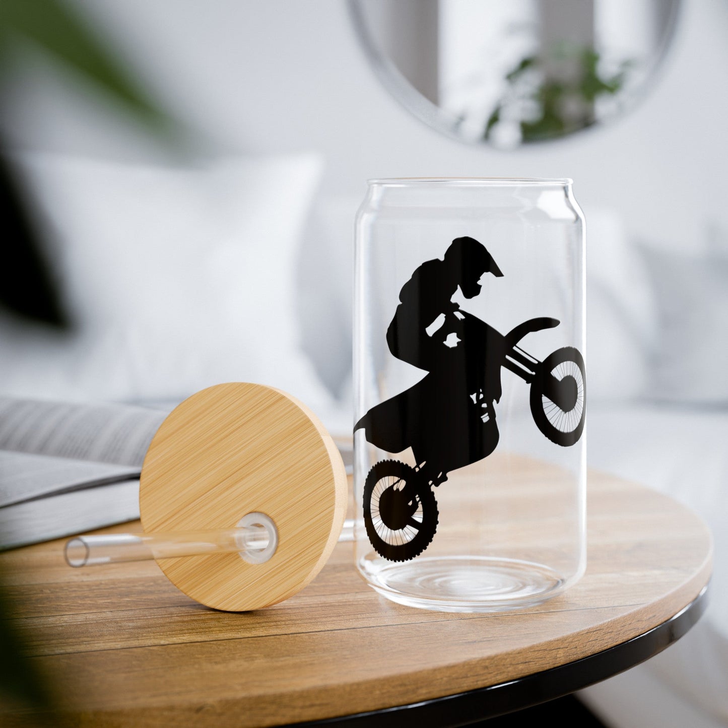 Dirt Bike Rider Sipper Glass, 16oz