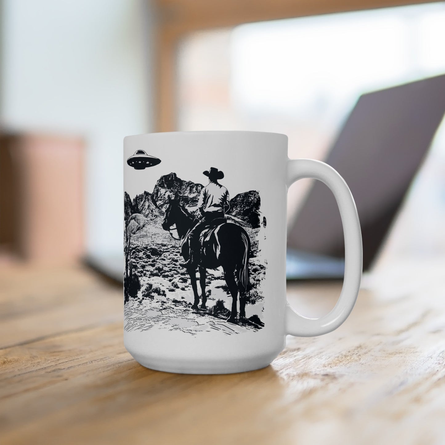 Cowboy UFO Ceramic Mug, (11oz, 15oz)