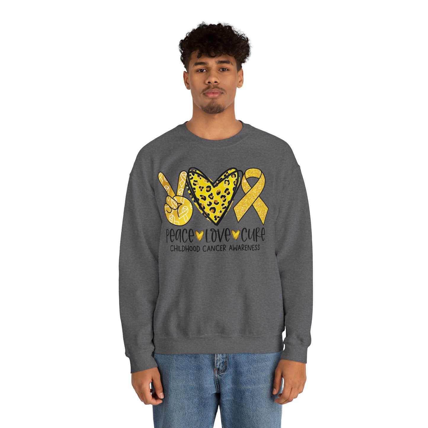 Peace Love Cure Childhood Cancer Heavy Blend™ Crewneck Sweatshirt