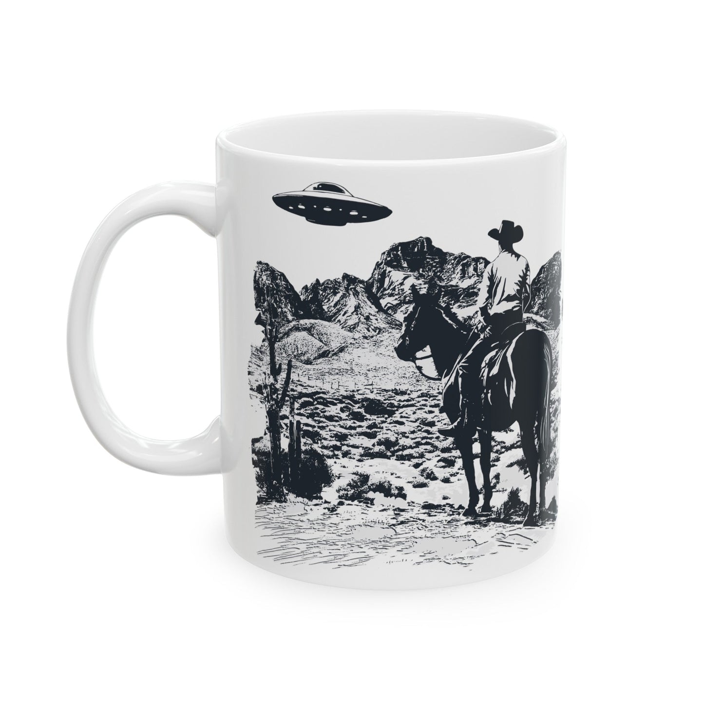 Cowboy UFO Ceramic Mug, (11oz, 15oz)