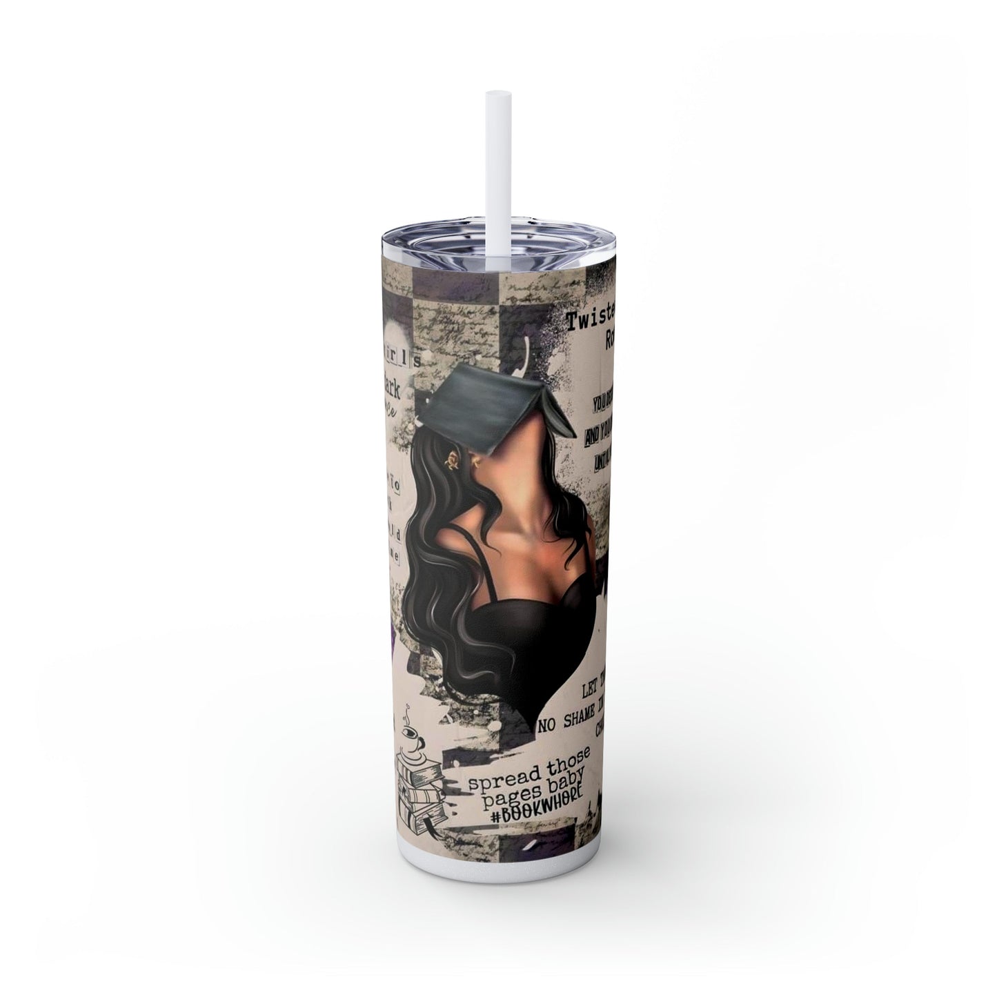 Let There Be No Shame In Your Reading Choices Skinny Tumbler with Straw, 20oz