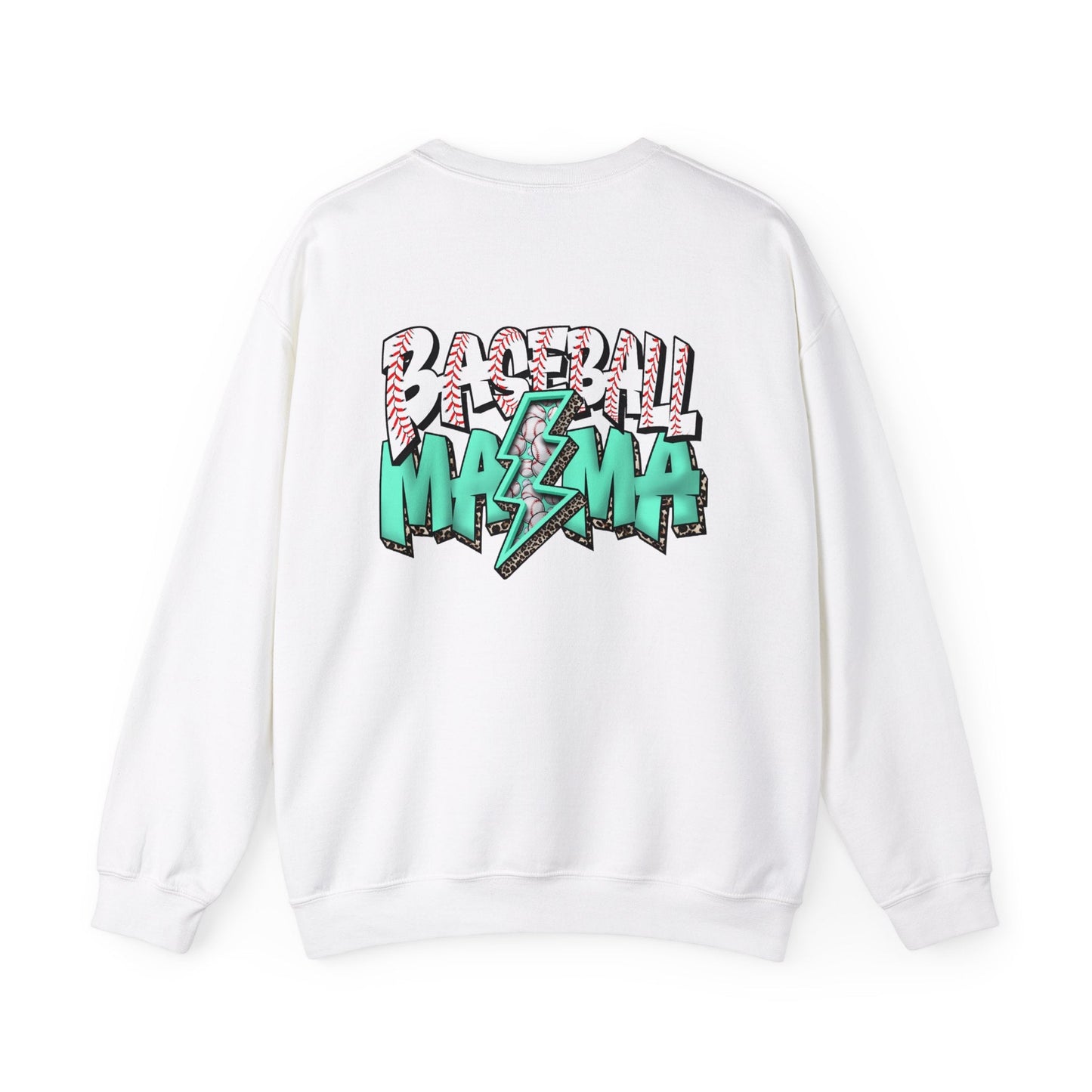 Teal Baseball MaMa Lightning Bolt F/B Heavy Blend™ Crewneck Sweatshirt