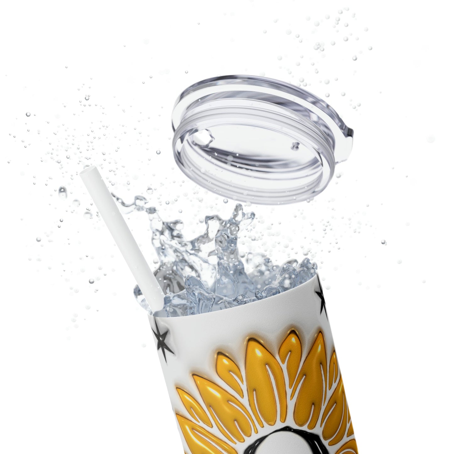 Inflated Creepy Sunflower Skinny Tumbler with Straw, 20oz