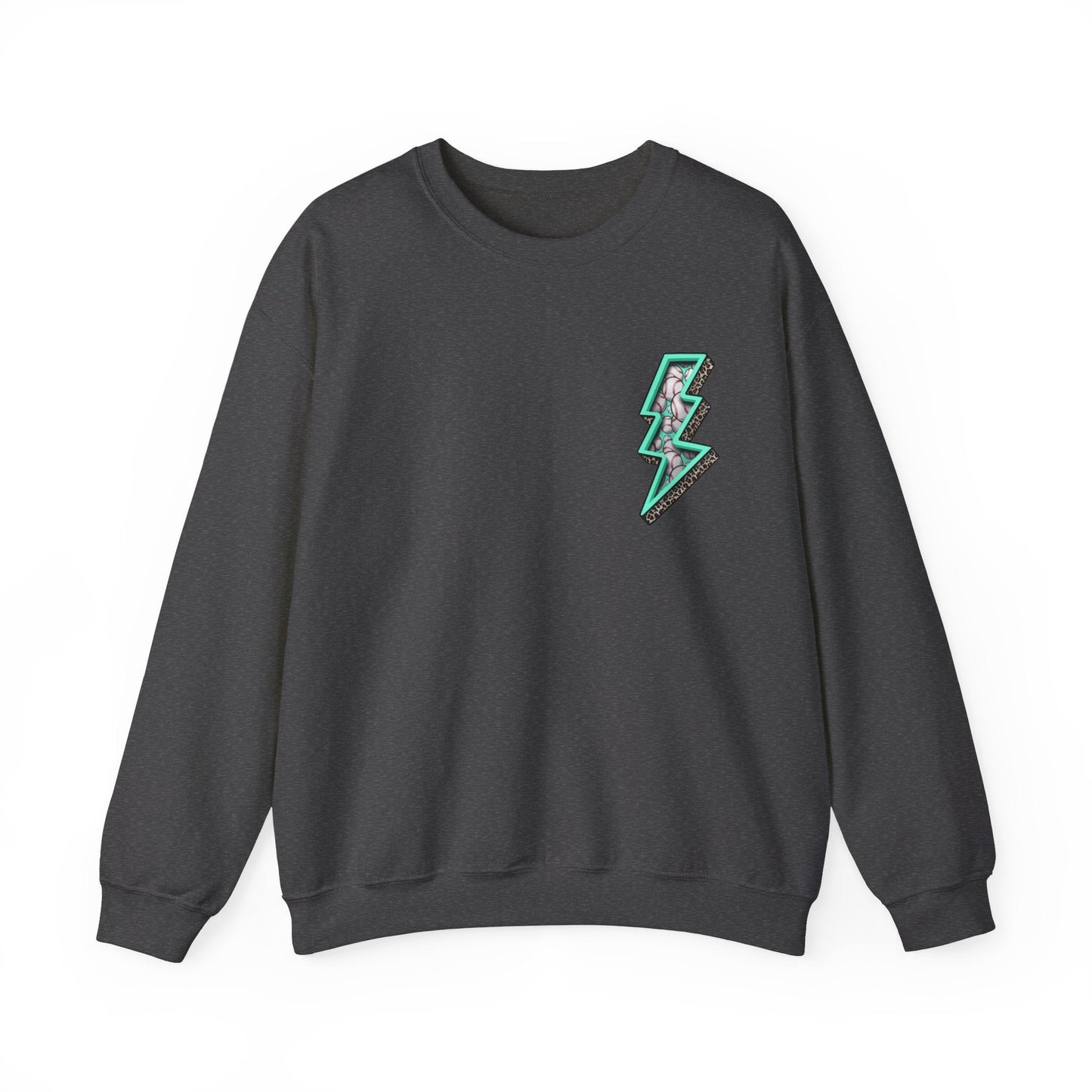 Teal Baseball MaMa Lightning Bolt F/B Heavy Blend™ Crewneck Sweatshirt