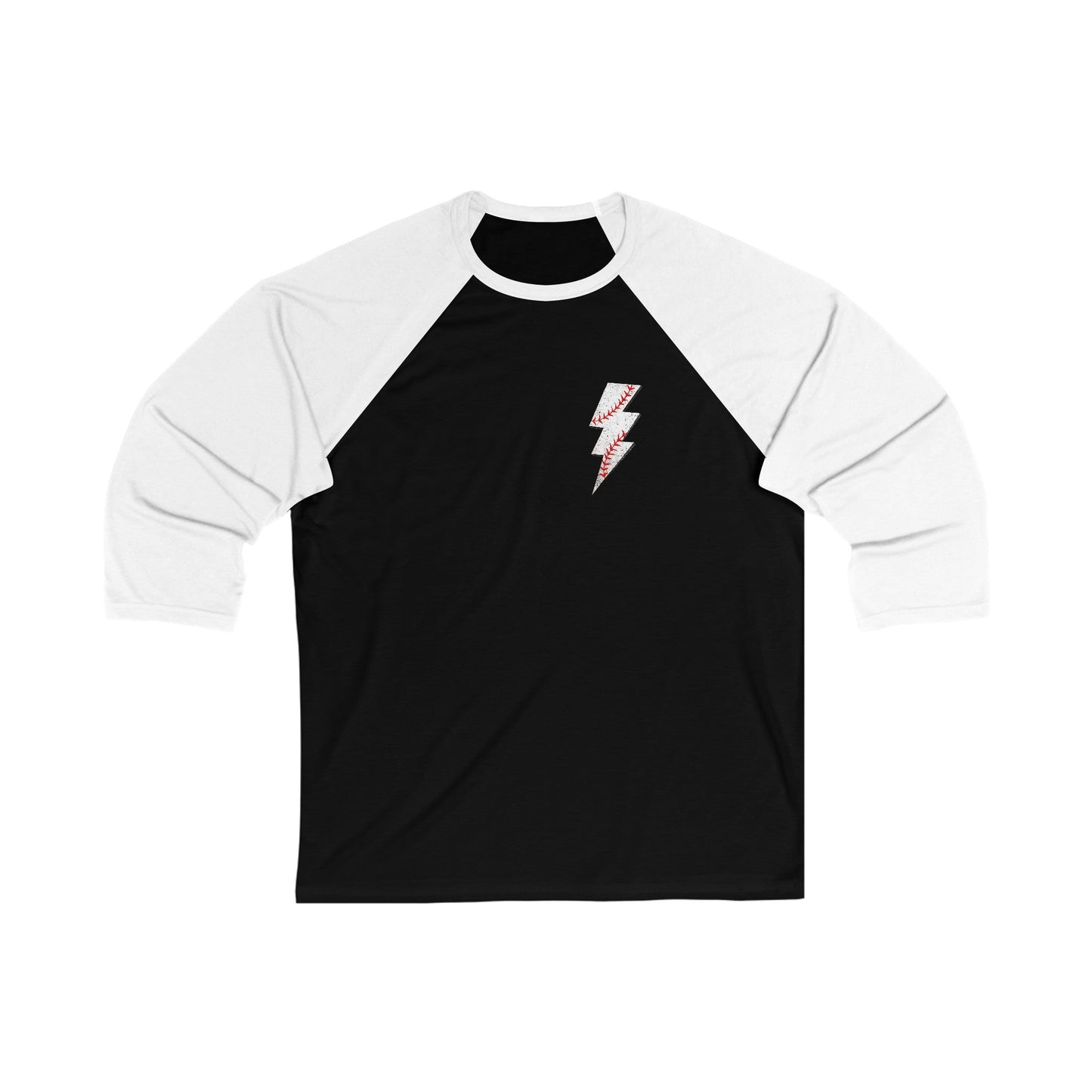 Baseball Lightning Bolt F/B 3\4 Sleeve Baseball Tee