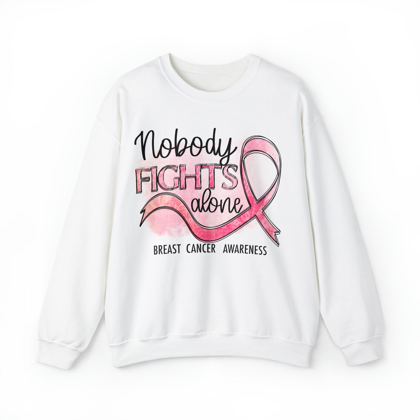 No One Fights Alone Breast Cancer Awareness Heavy Blend™ Crewneck Sweatshirt