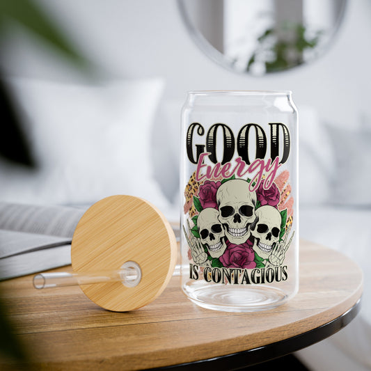 Good Energy Is Contagious Sipper Glass, 16oz