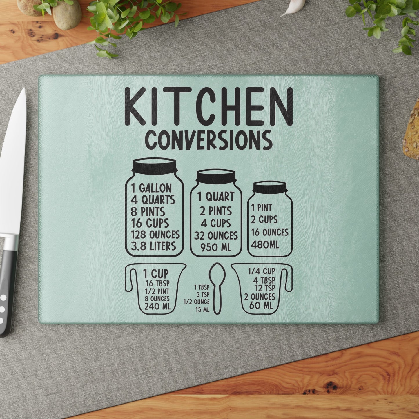 Kitchen Conversations Glass Cutting Board