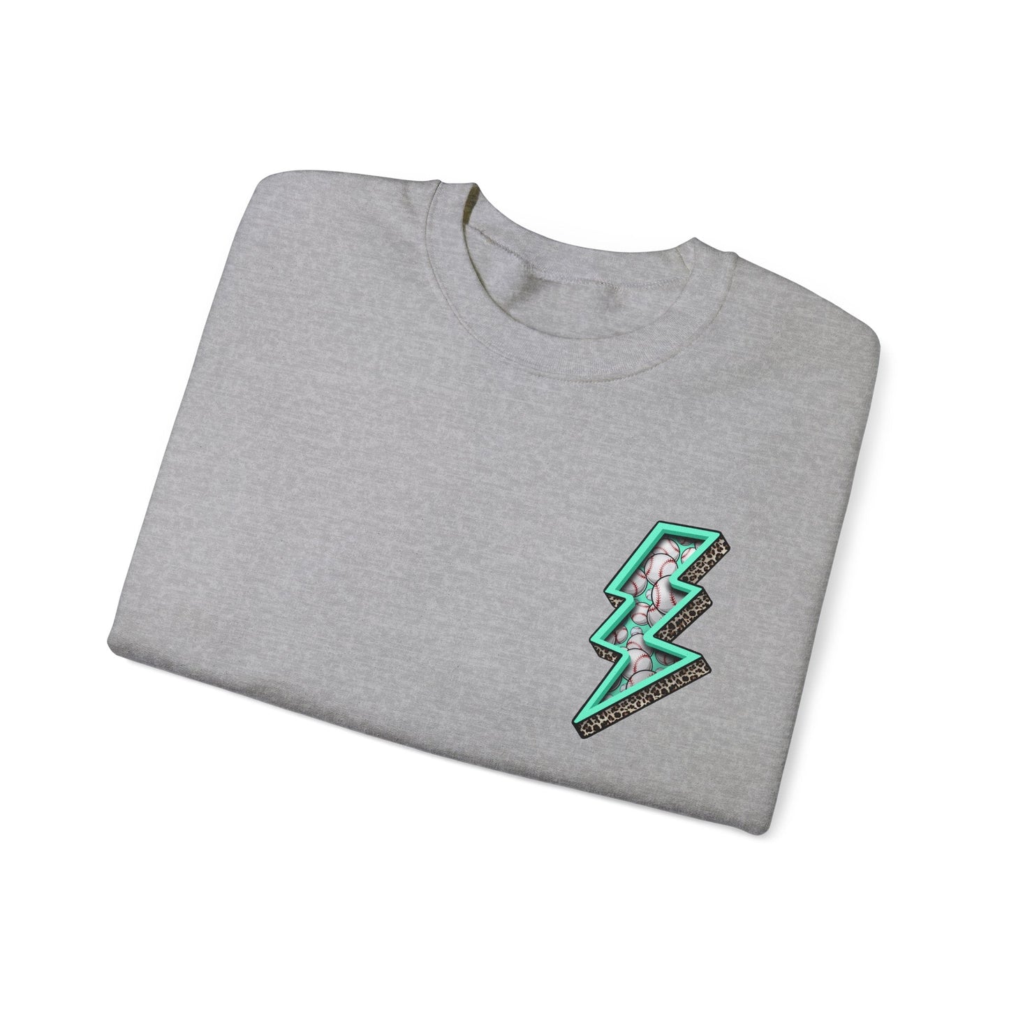 Teal Baseball MaMa Lightning Bolt F/B Heavy Blend™ Crewneck Sweatshirt