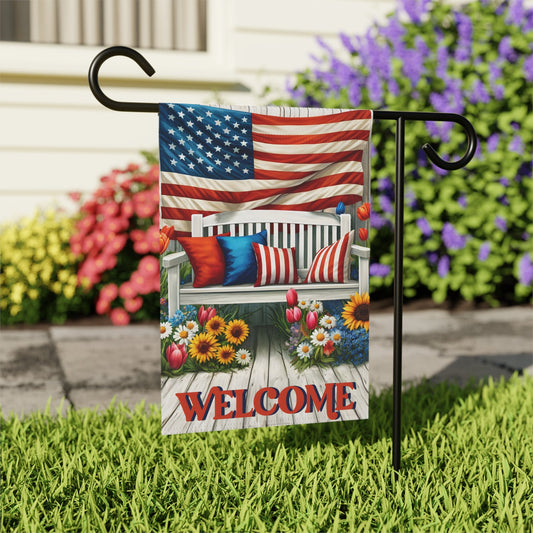 Welcome Bench Garden & House Banner