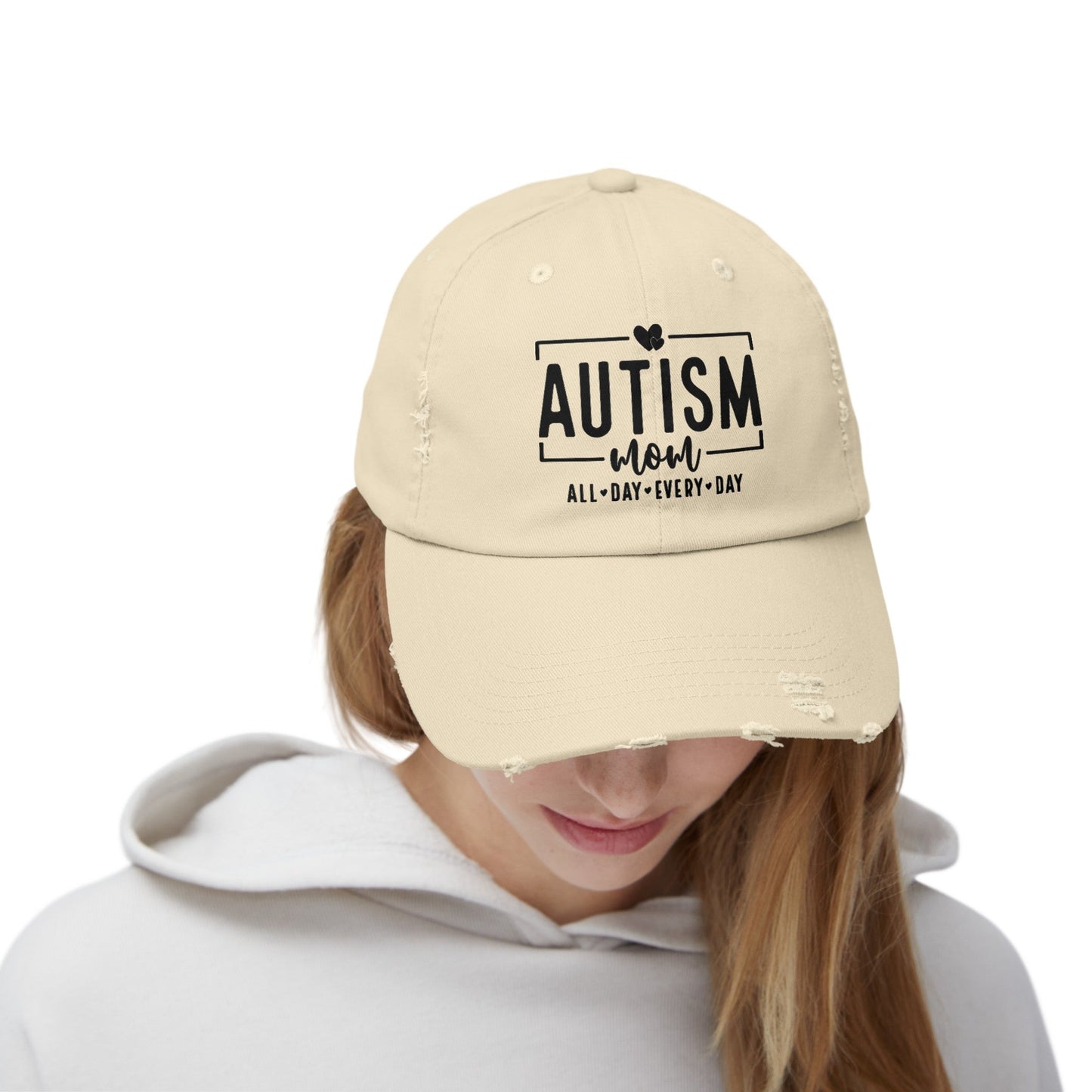 Autism Mom All Day Every Day Distressed Cap