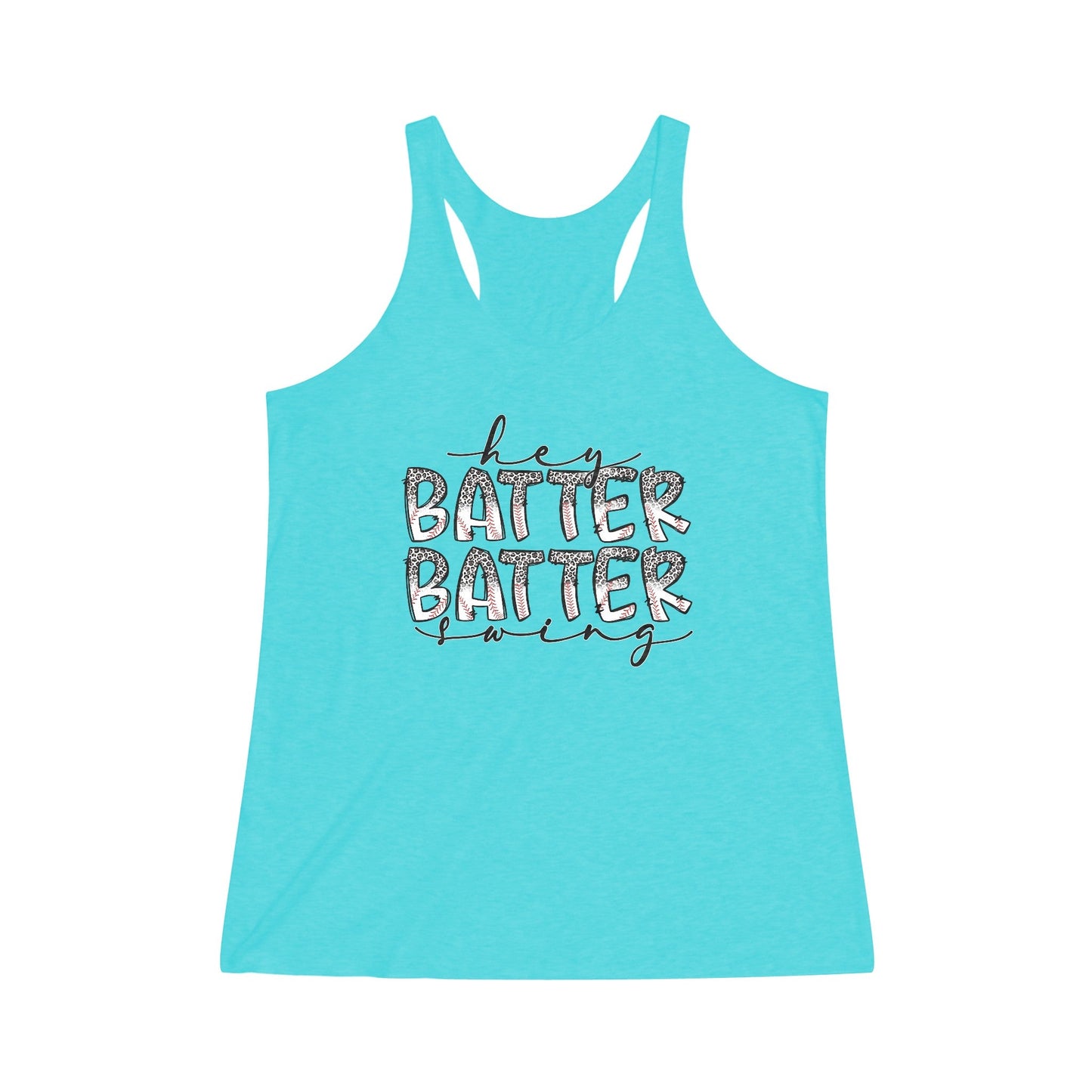 Hey Batter Batter Swing Women's Tri-Blend Racerback Tank