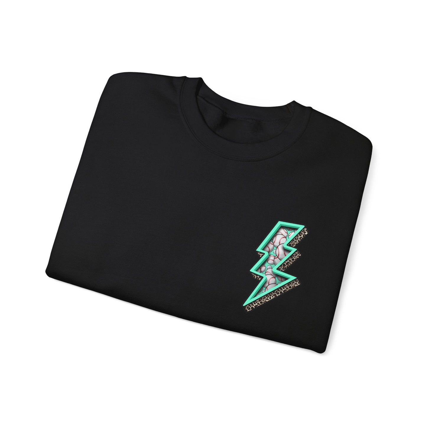 Teal Baseball MaMa Lightning Bolt F/B Heavy Blend™ Crewneck Sweatshirt