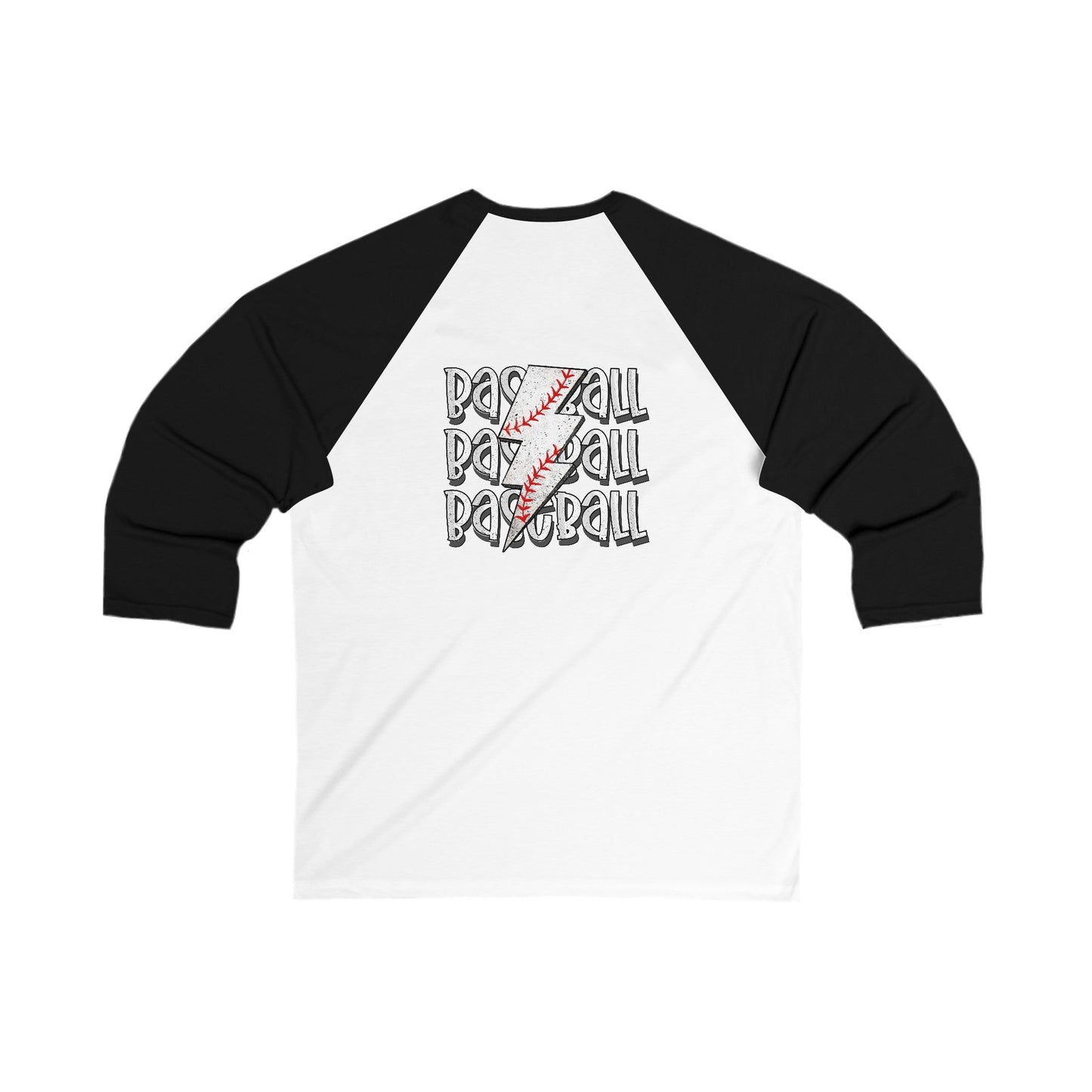 Baseball Lightning Bolt F/B 3\4 Sleeve Baseball Tee