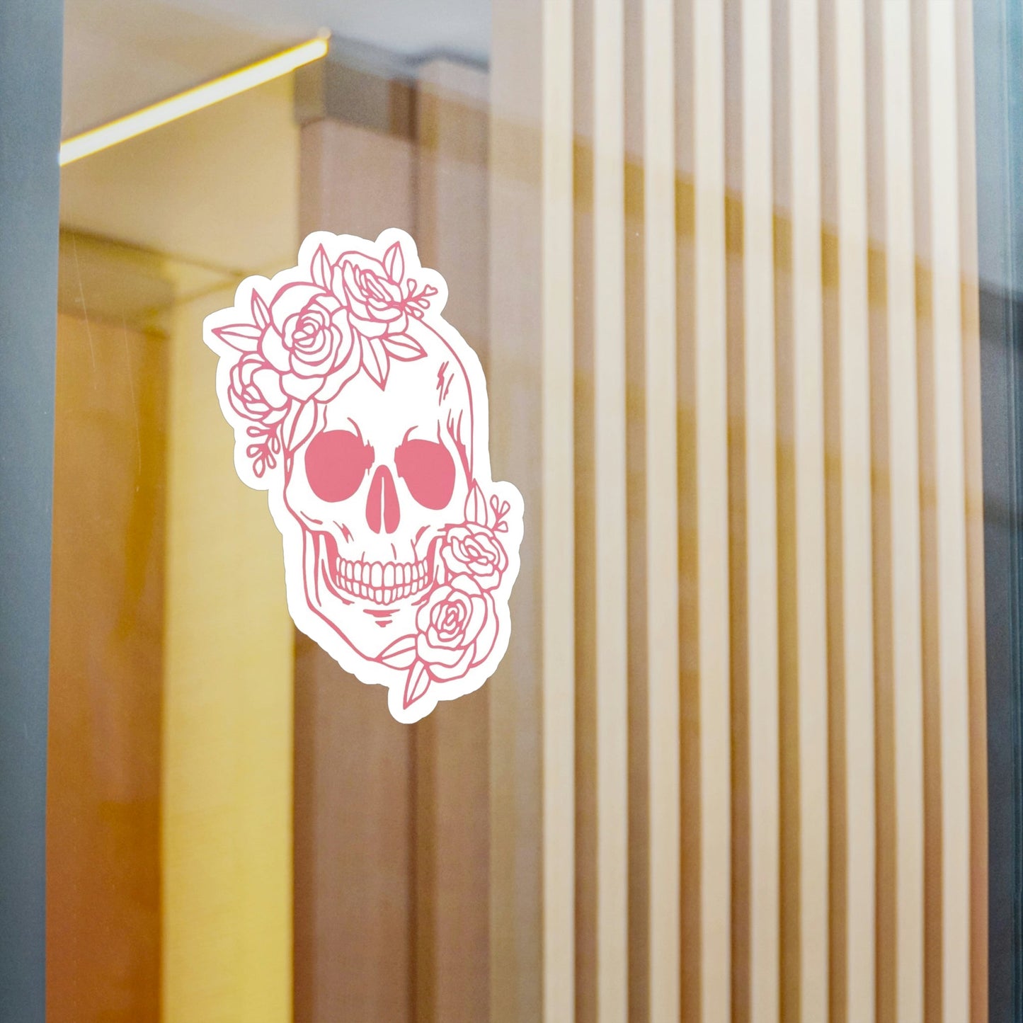 Pink Floral Skull Sticker