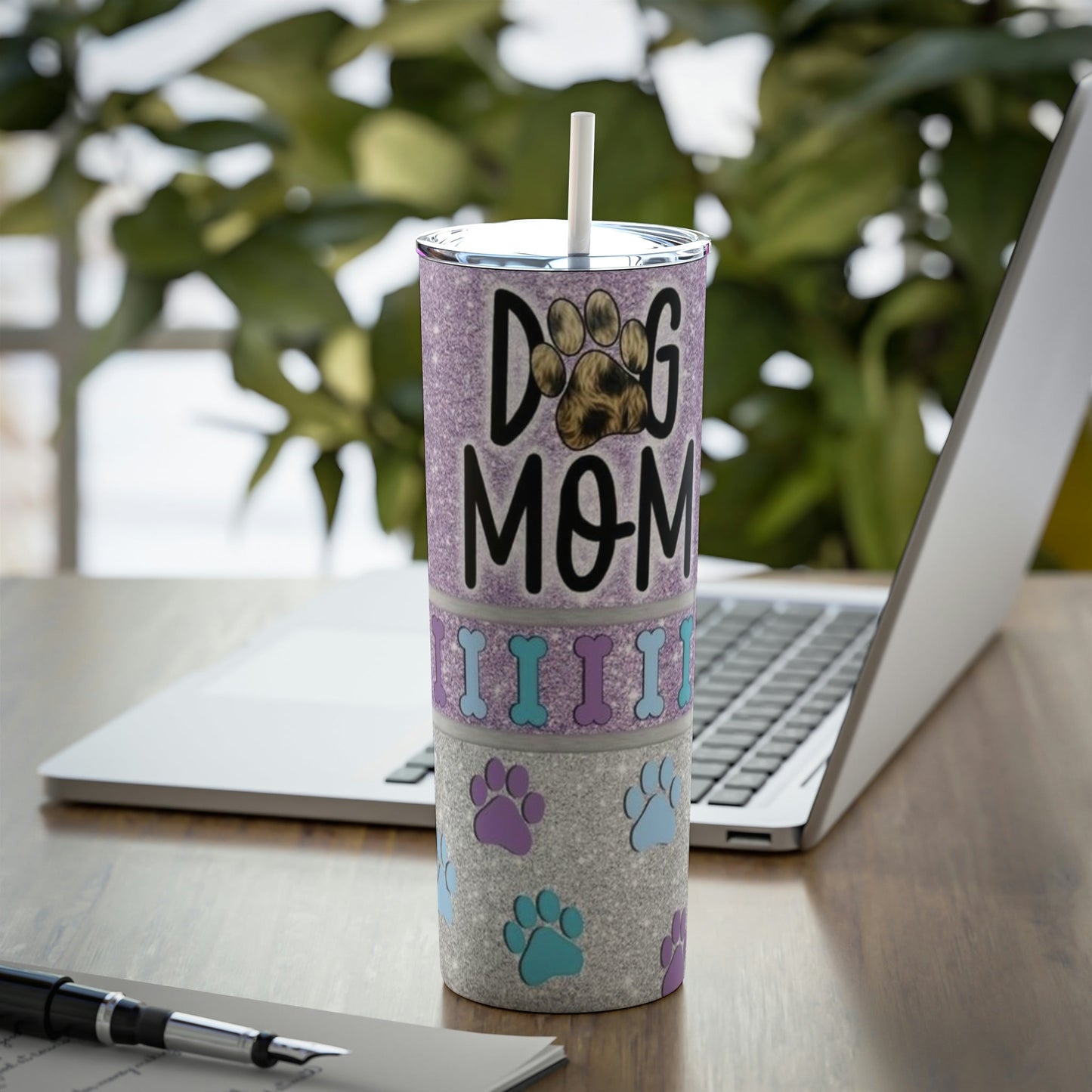 Dog Mom (Purple) Skinny Tumbler