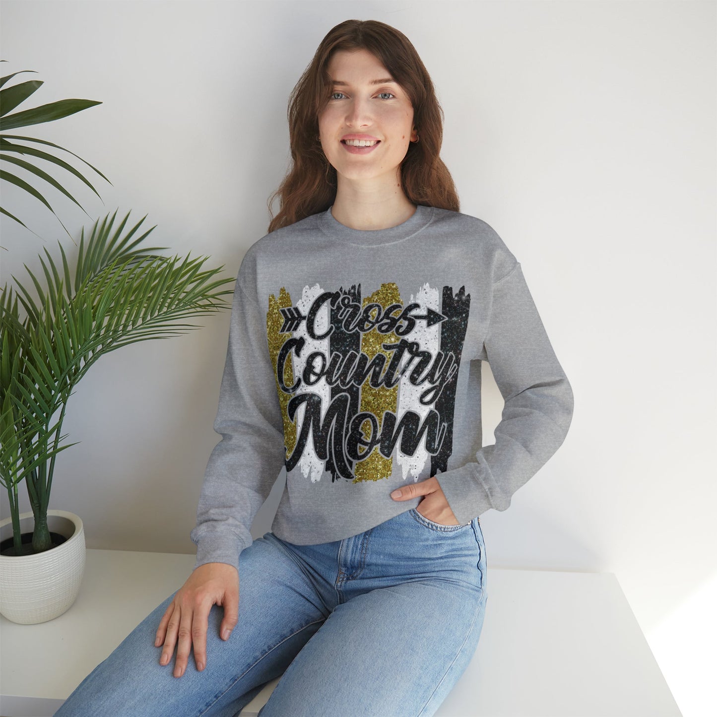 Glitter Cross Country Mom Heavy Blend™ Crewneck Sweatshirt