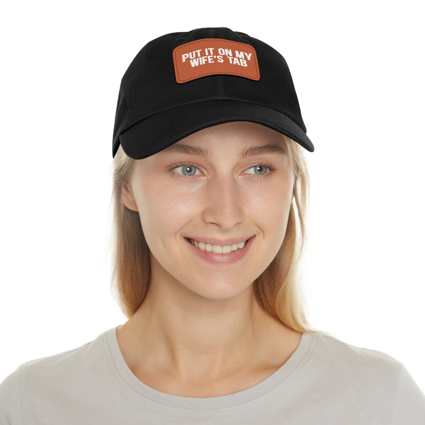 Wife’s Tab -Dad Hat with Leather Patch (Rectangle)