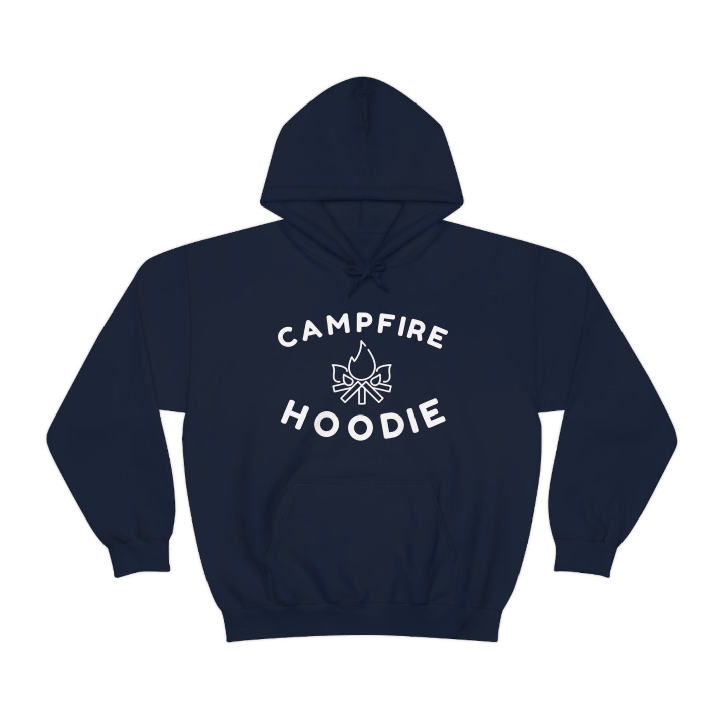 Campfire Hoodie White Print Heavy Blend™ Hooded Sweatshirt