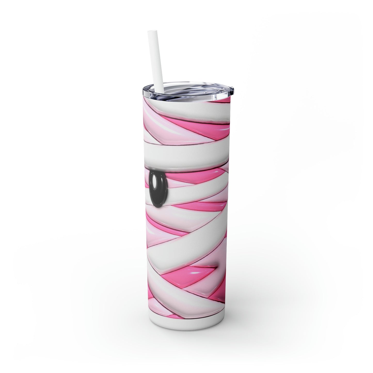 Inflated Pink Mummy Skinny Tumbler with Straw, 20oz