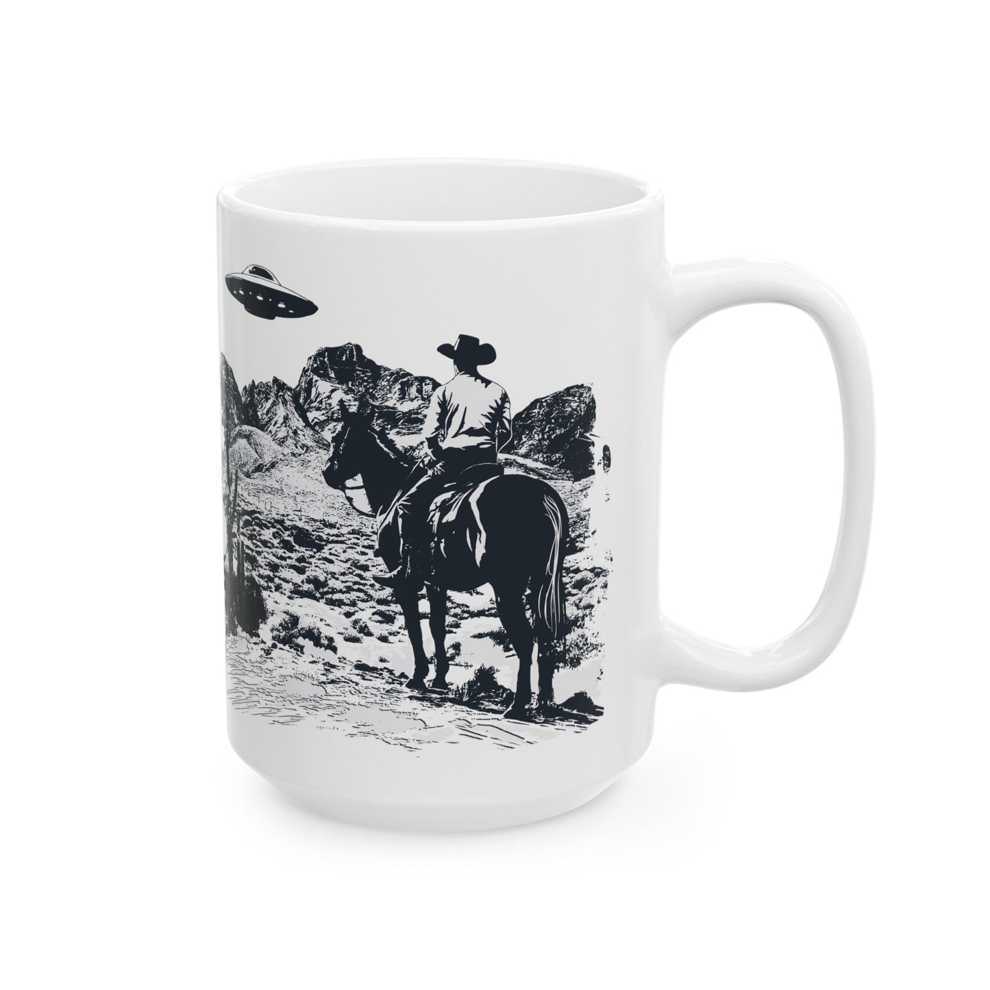 Cowboy UFO Ceramic Mug, (11oz, 15oz)