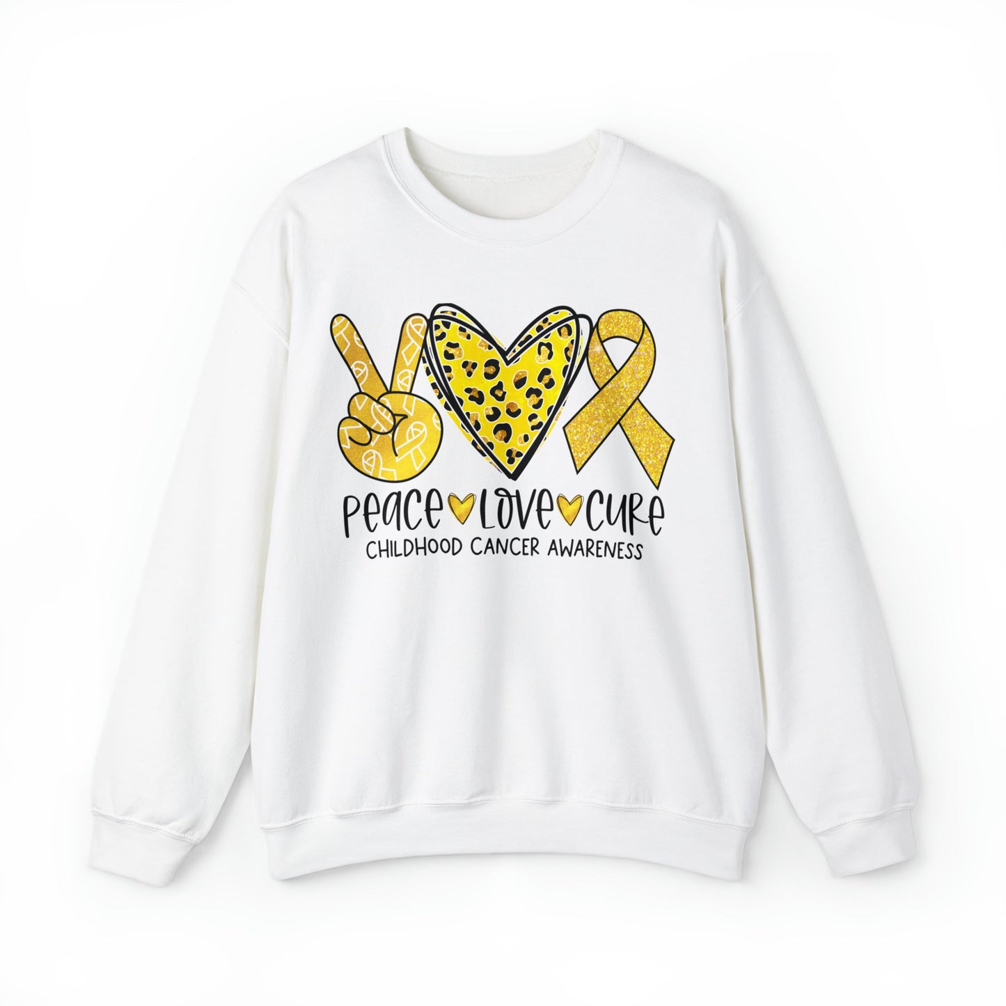 Peace Love Cure Childhood Cancer Heavy Blend™ Crewneck Sweatshirt